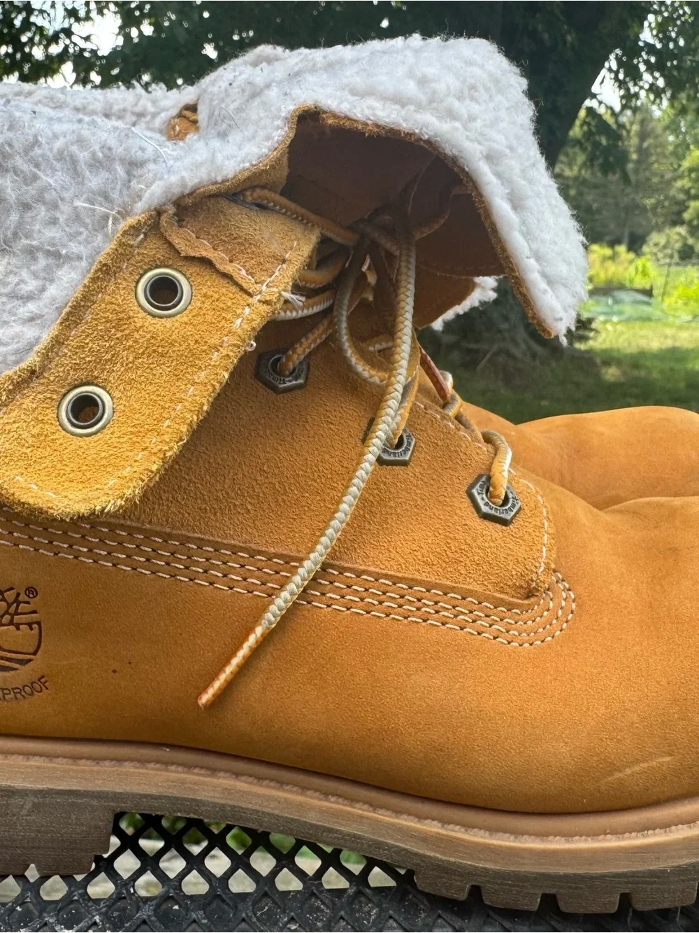 Timberland Wheat Suede Shearling-Lined Lace-Up Boots